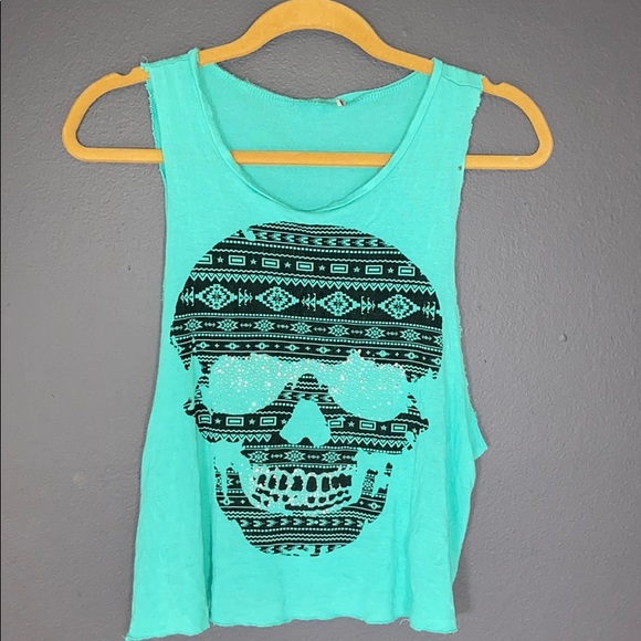 Tops - Distressed Aztec Skull Tank Size Medium